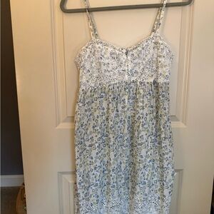 Joie Blue and White Floral Dress with Lace Detail